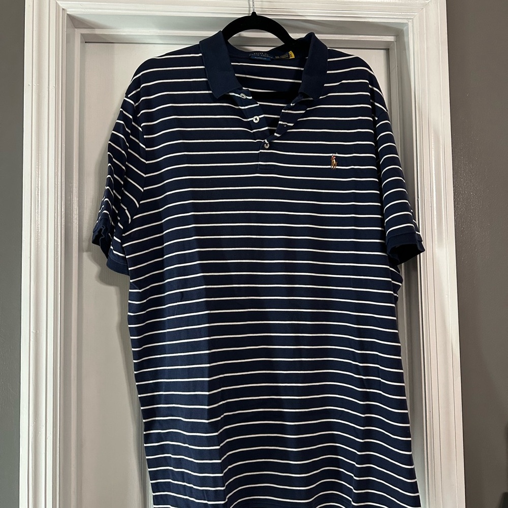 Ralph Lauren Navy and White Striped Polo